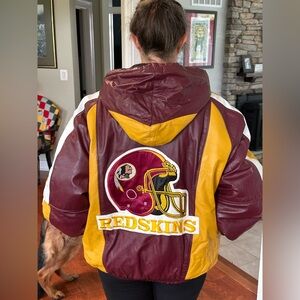 Vintage Retro Washington Redskins Leather Jacket Embroidered 70’s 80’s Size XL